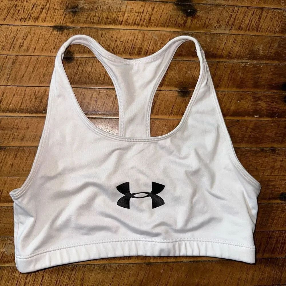 Under Armour white YL racerback Athleisure sports bra